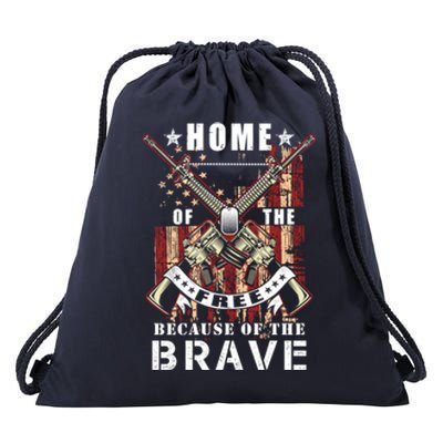 Veterans Day Home Of The Free Because Of The Brave Funny Gift Drawstring Bag