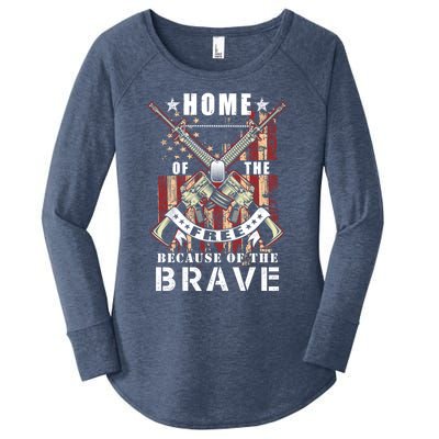 Veterans Day Home Of The Free Because Of The Brave Funny Gift Women's Perfect Tri Tunic Long Sleeve Shirt