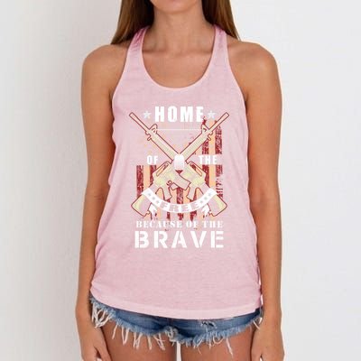 Veterans Day Home Of The Free Because Of The Brave Funny Gift Women's Knotted Racerback Tank