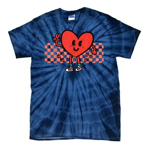 Valentines Day Heart Peace Hand Retro Groovy Tie-Dye T-Shirt