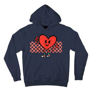 Valentines Day Heart Peace Hand Retro Groovy Tall Hoodie