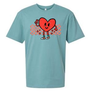 Valentines Day Heart Peace Hand Retro Groovy Sueded Cloud Jersey T-Shirt