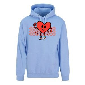 Valentines Day Heart Peace Hand Retro Groovy Unisex Surf Hoodie