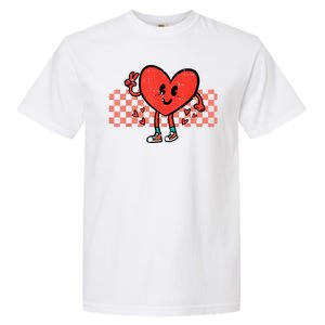 Valentines Day Heart Peace Hand Retro Groovy Garment-Dyed Heavyweight T-Shirt