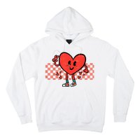 Valentines Day Heart Peace Hand Retro Groovy Hoodie