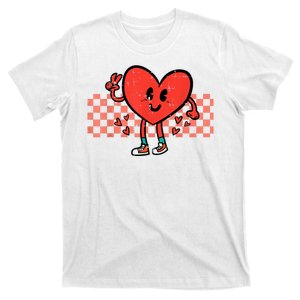 Valentines Day Heart Peace Hand Retro Groovy T-Shirt