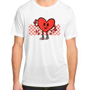 Valentines Day Heart Peace Hand Retro Groovy Adult ChromaSoft Performance T-Shirt