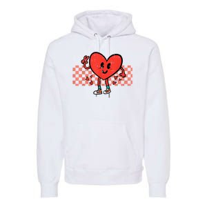 Valentines Day Heart Peace Hand Retro Groovy Premium Hoodie