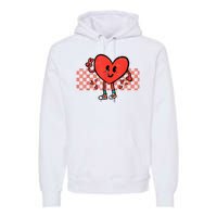 Valentines Day Heart Peace Hand Retro Groovy Premium Hoodie