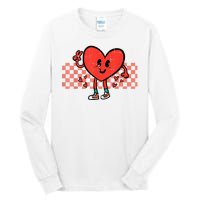 Valentines Day Heart Peace Hand Retro Groovy Tall Long Sleeve T-Shirt