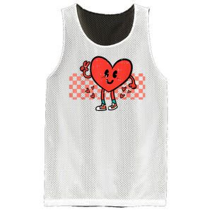 Valentines Day Heart Peace Hand Retro Groovy Mesh Reversible Basketball Jersey Tank