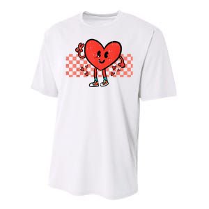 Valentines Day Heart Peace Hand Retro Groovy Performance Sprint T-Shirt