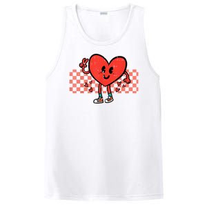 Valentines Day Heart Peace Hand Retro Groovy PosiCharge Competitor Tank