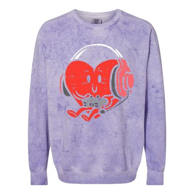 Valentines Day Heart Gamer Gaming Colorblast Crewneck Sweatshirt