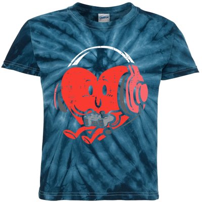 Valentines Day Heart Gamer Gaming Kids Tie-Dye T-Shirt