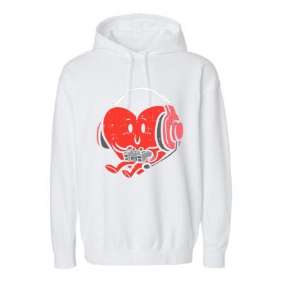 Valentines Day Heart Gamer Gaming Garment-Dyed Fleece Hoodie