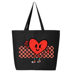 Valentines Day Heart Peace Hand Retro Groovy 25L Jumbo Tote