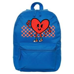 Valentines Day Heart Peace Hand Retro Groovy 16 in Basic Backpack