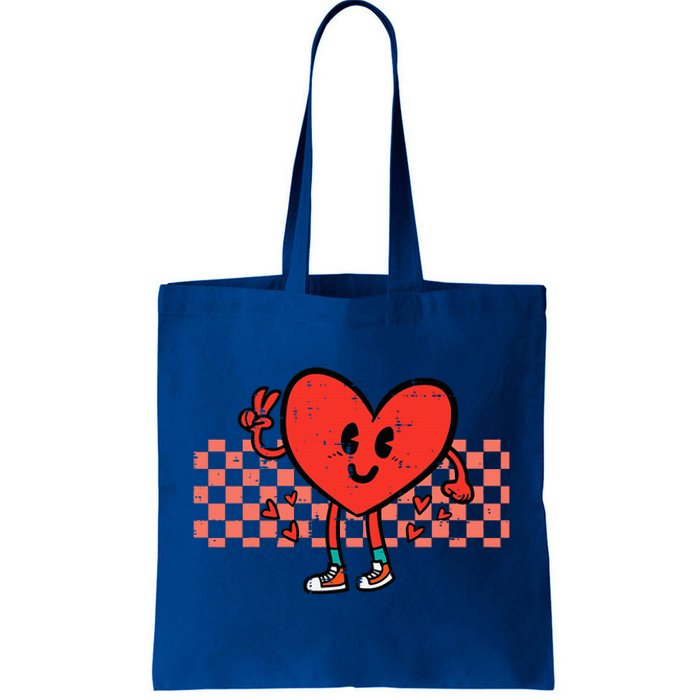 Valentines Day Heart Peace Hand Retro Groovy Tote Bag