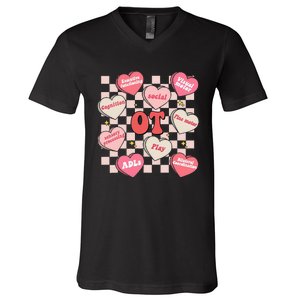 Valentines Day Heart Occupational Therapist OT Therapy V-Neck T-Shirt