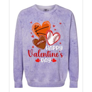 Valentines Day Happy Basketball Baseball Football Colorblast Crewneck Sweatshirt