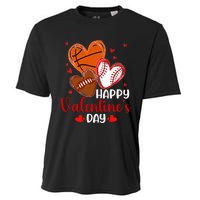 Valentines Day Happy Basketball Baseball Football Cooling Performance Crew T-Shirt