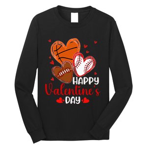 Valentines Day Happy Basketball Baseball Football Long Sleeve Shirt