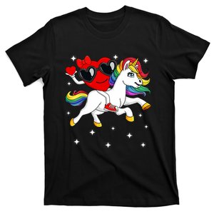 Valentines Day Heart Riding A Unicorn Cute T-Shirt