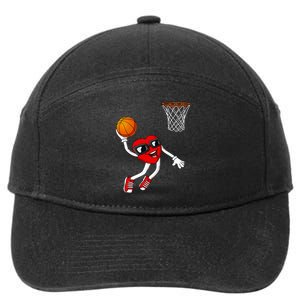 Valentines Day Heart Dunking Basketball 7-Panel Snapback Hat