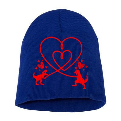 Valentines Day Heart Dinosaur T Rex Adults Gift Short Acrylic Beanie