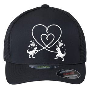 Valentines Day Heart Dinosaur T Rex Adults Gift Flexfit Unipanel Trucker Cap