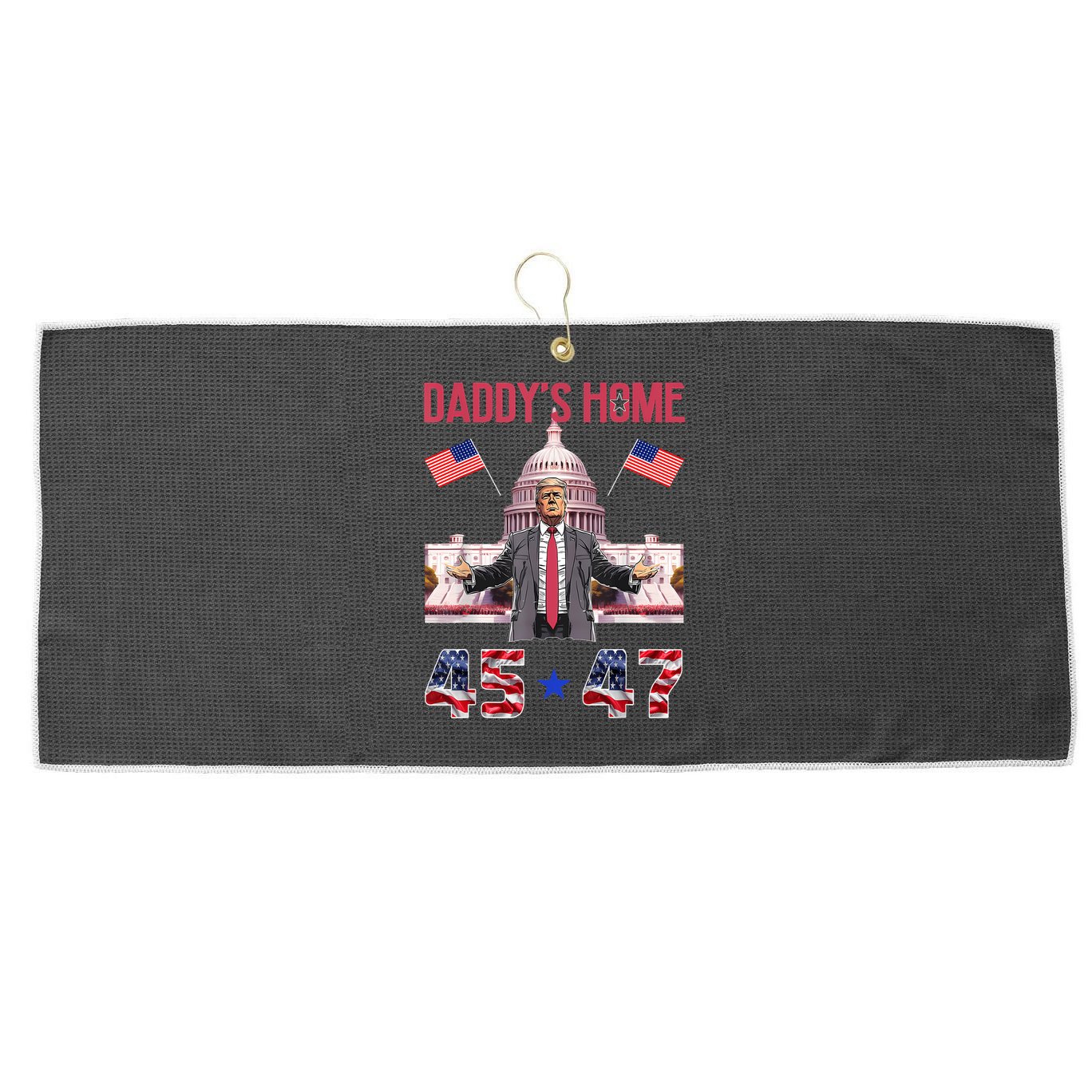 Vintage Daddys Home Trump 4547 Inauguration Day 2025 Large Microfiber Waffle Golf Towel