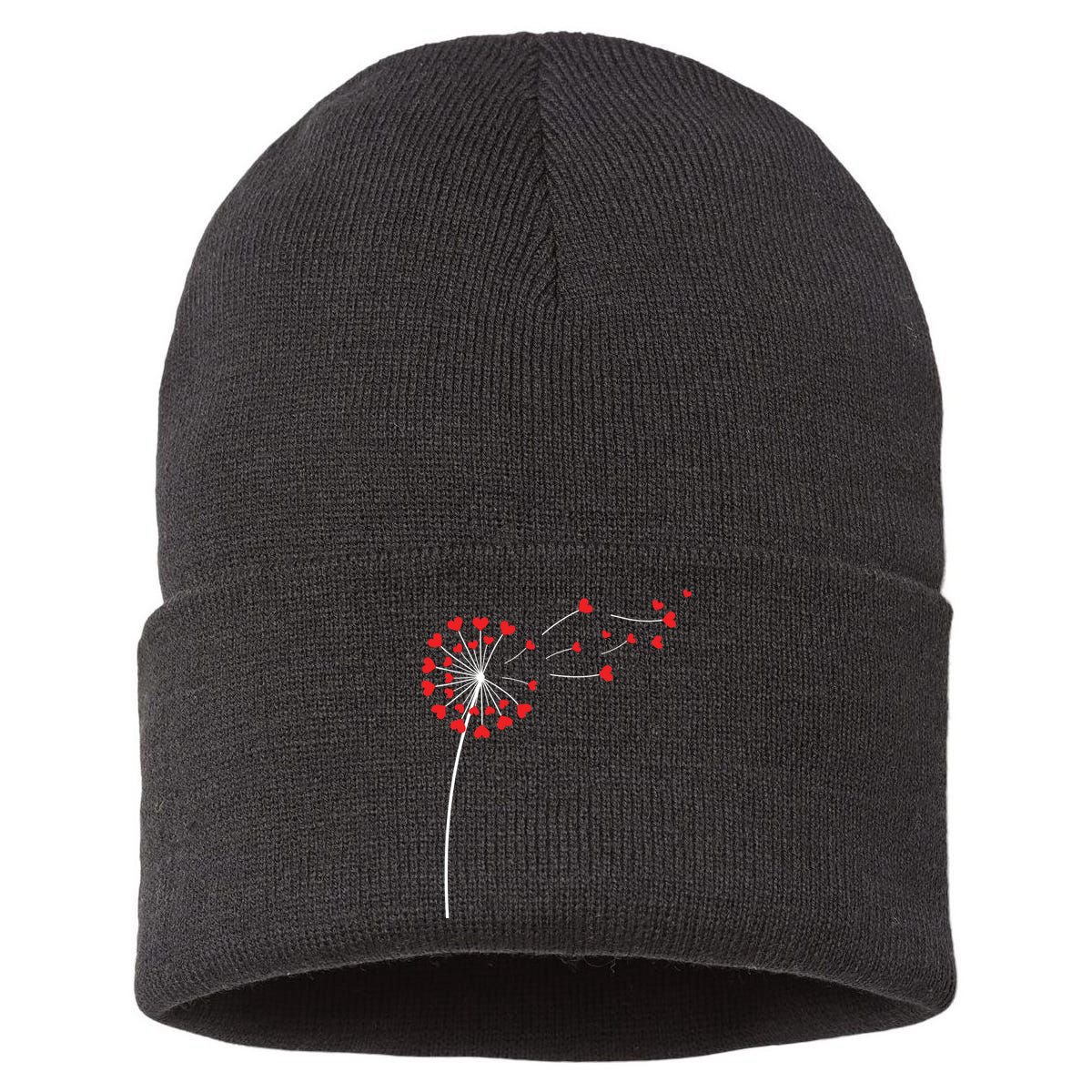 Valentines Day Heart Dandelion Cute Sustainable Knit Beanie