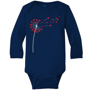 Valentines Day Heart Dandelion Cute Baby Long Sleeve Bodysuit