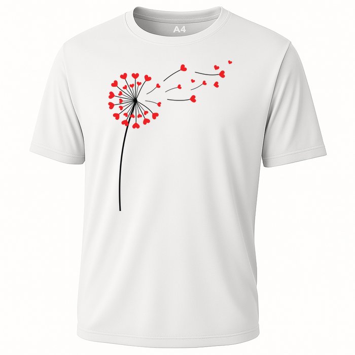 Valentines Day Heart Dandelion Cute Cooling Performance Crew T-Shirt