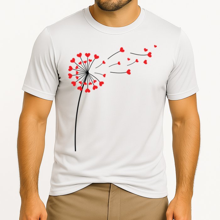 Valentines Day Heart Dandelion Cute Cooling Performance Crew T-Shirt