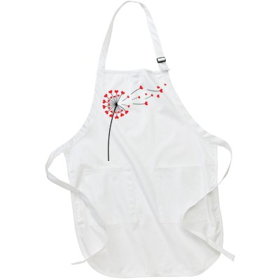 Valentines Day Heart Dandelion Cute Full-Length Apron With Pockets