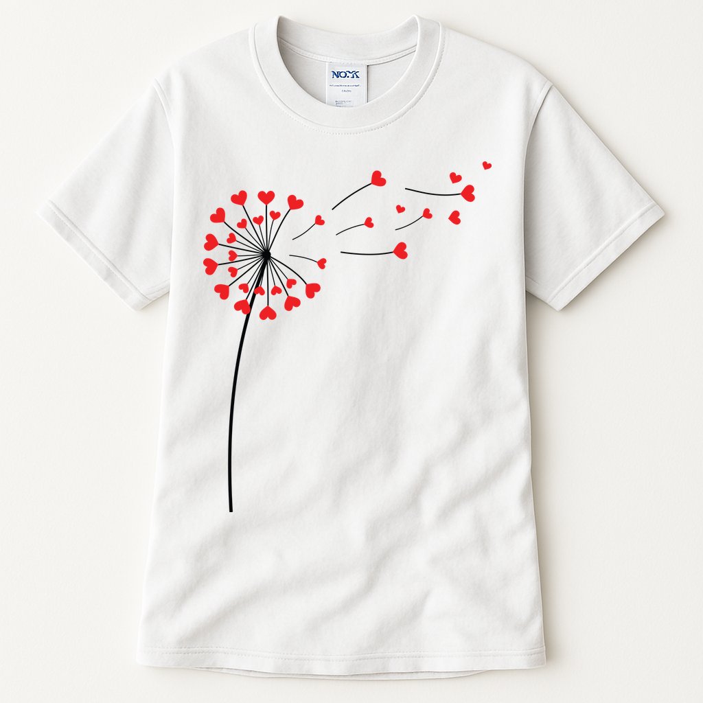 Valentines Day Heart Dandelion Cute Tall T-Shirt