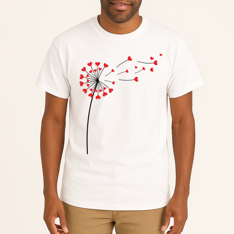Valentines Day Heart Dandelion Cute Tall T-Shirt