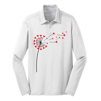 Valentines Day Heart Dandelion Cute Silk Touch Performance Long Sleeve Polo