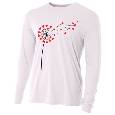 Valentines Day Heart Dandelion Cute Cooling Performance Long Sleeve Crew