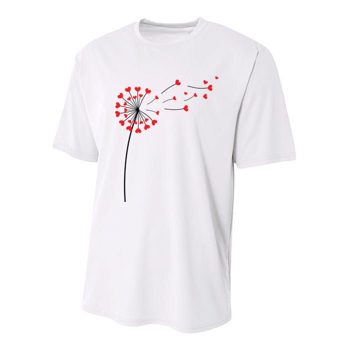 Valentines Day Heart Dandelion Cute Youth Performance Sprint T-Shirt
