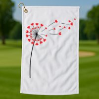 Valentines Day Heart Dandelion Cute Golf Towel