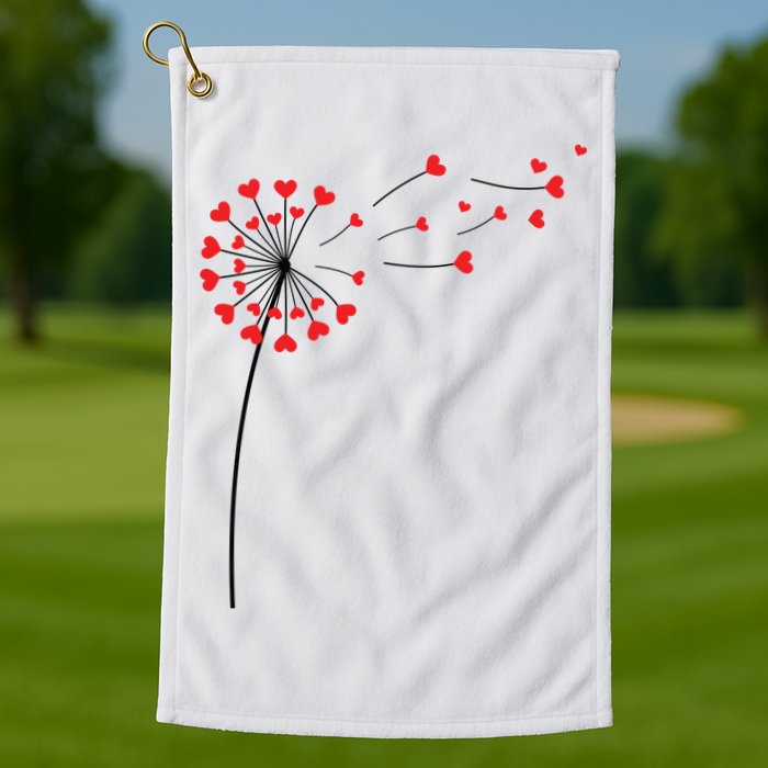 Valentines Day Heart Dandelion Cute Golf Towel