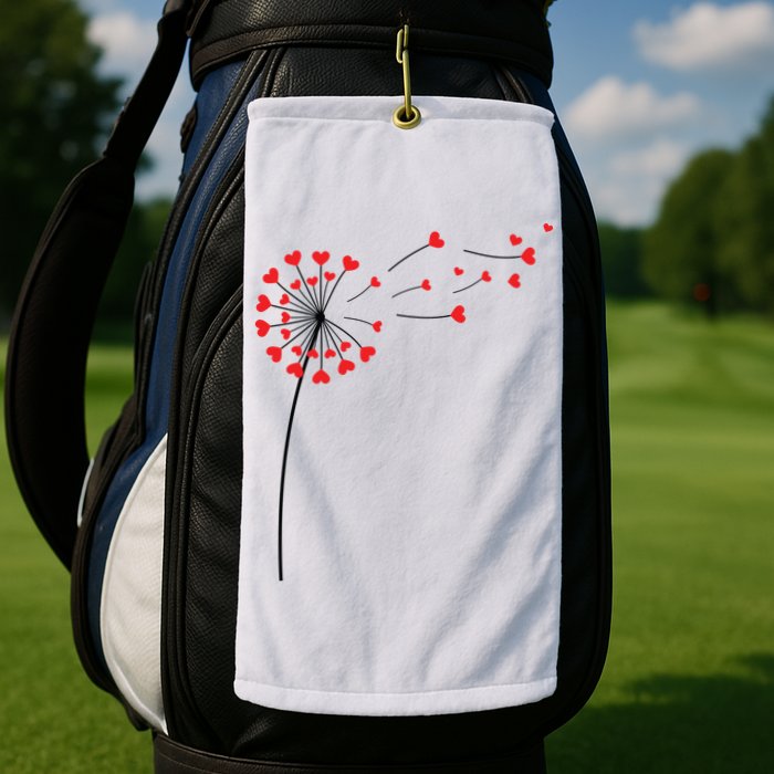 Valentines Day Heart Dandelion Cute Golf Towel
