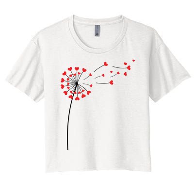 Valentines Day Heart Dandelion Cute Women's Crop Top Tee