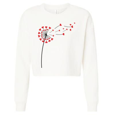 Valentines Day Heart Dandelion Cute Cropped Pullover Crew