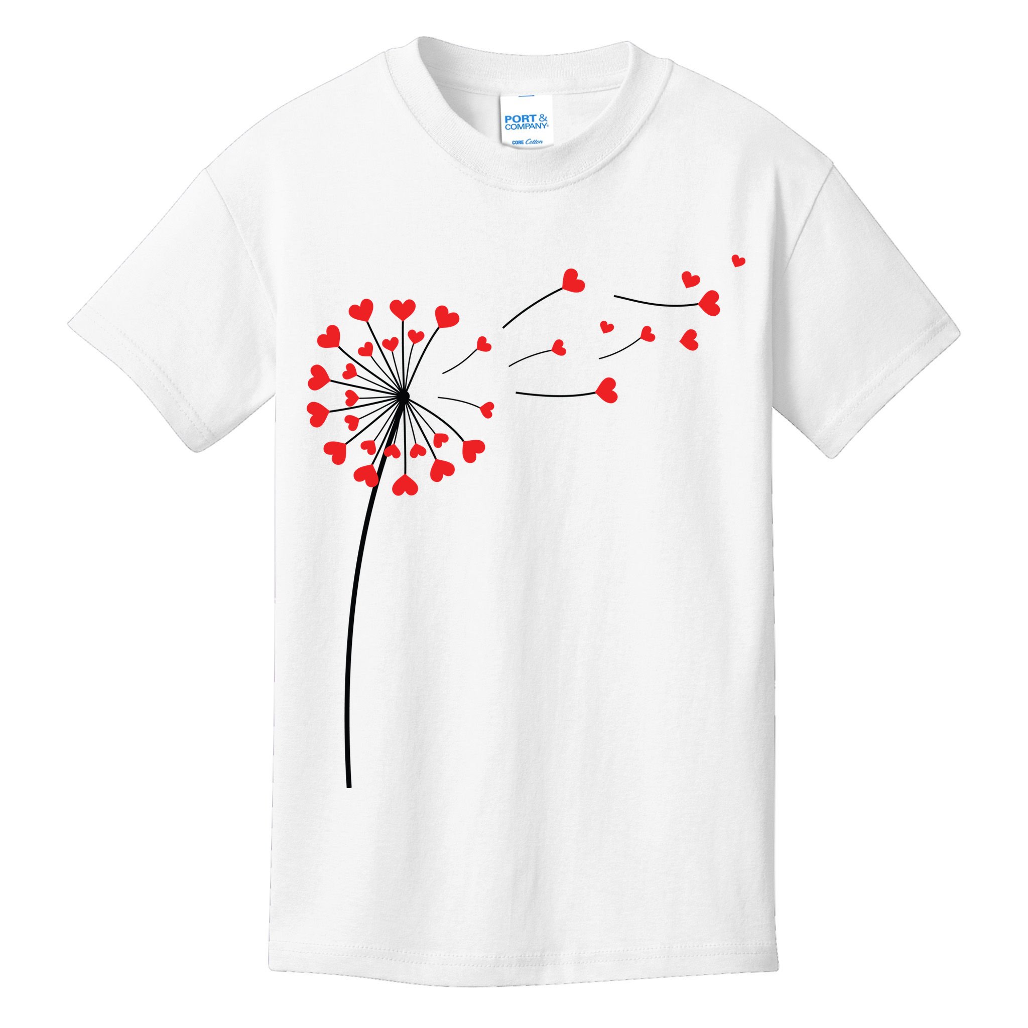 Valentines Day Heart Dandelion Cute Kids T-Shirt