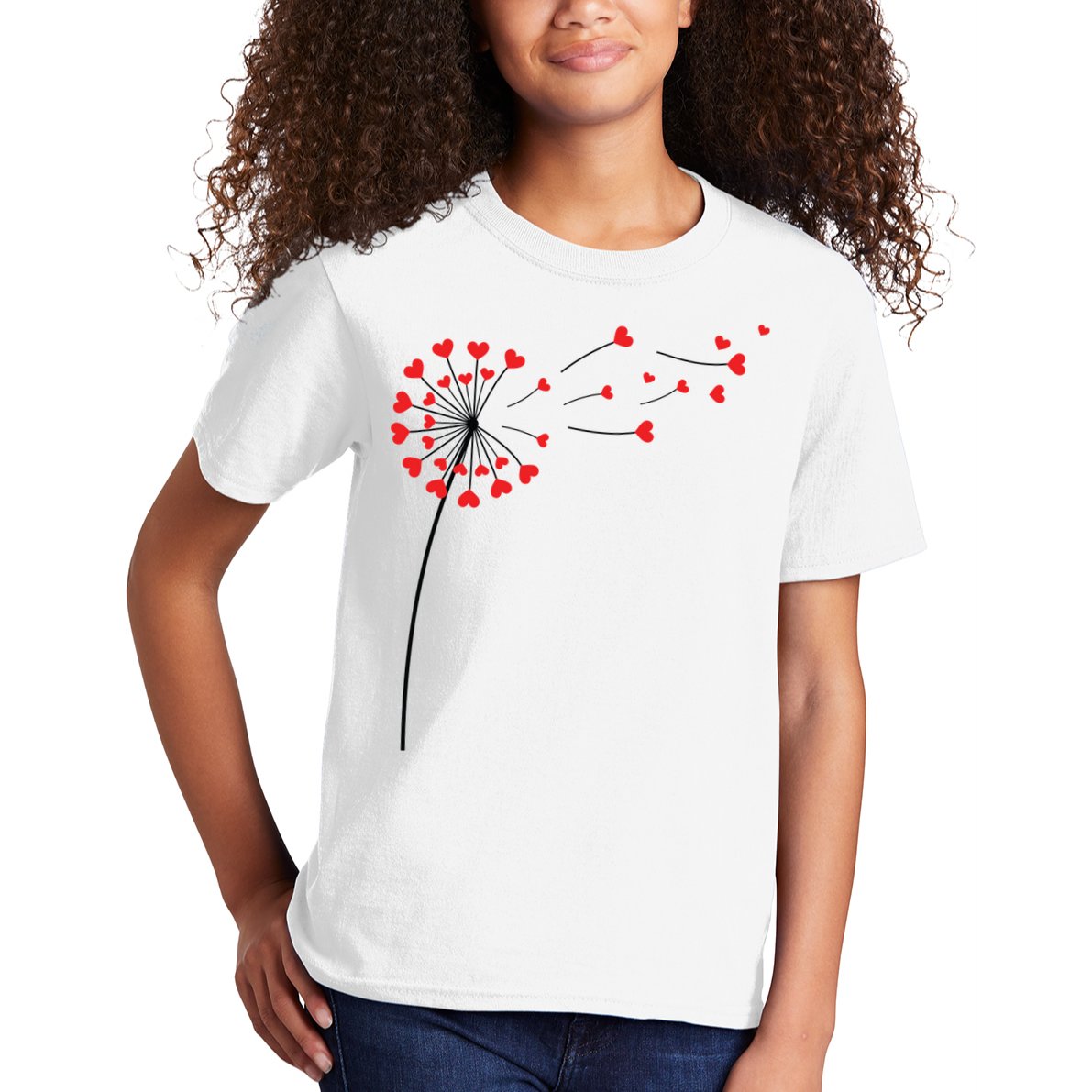 Valentines Day Heart Dandelion Cute Kids T-Shirt