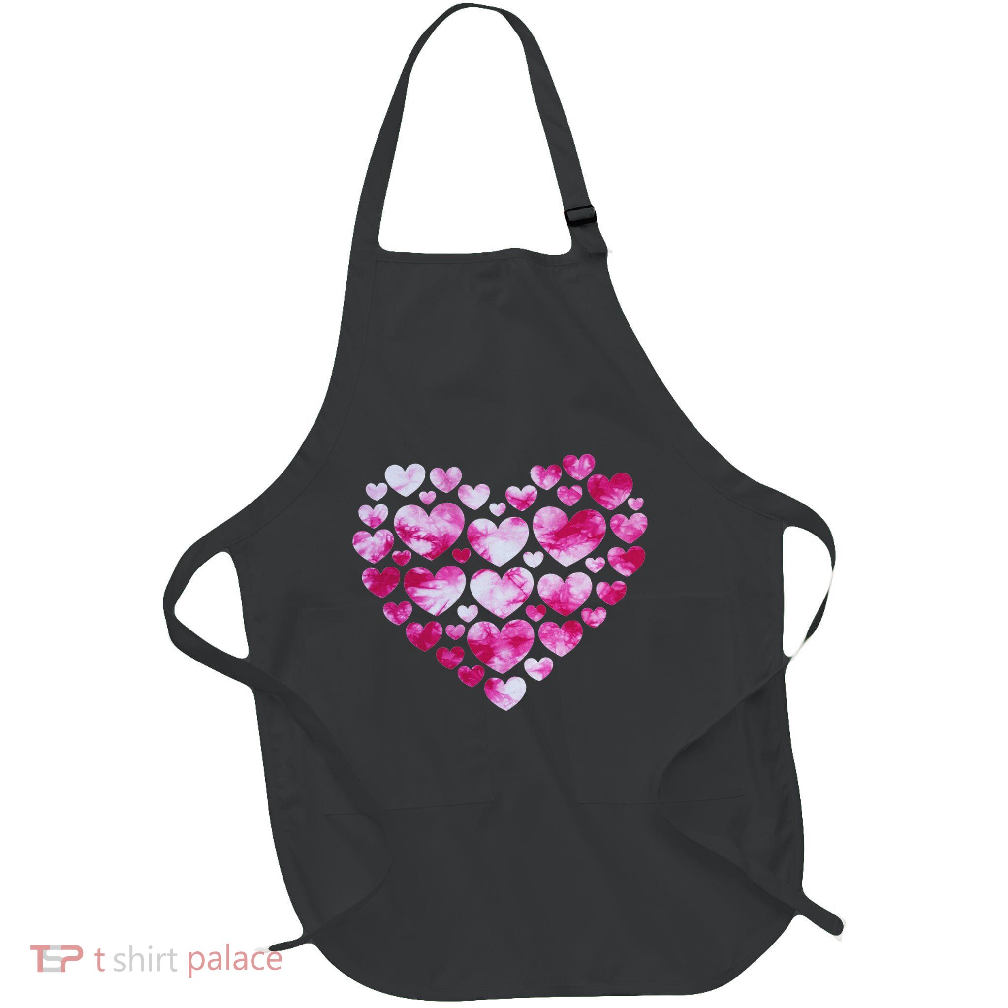 Valentines Day Heart Hearts Tie Dye Women Full-Length Apron With Pockets